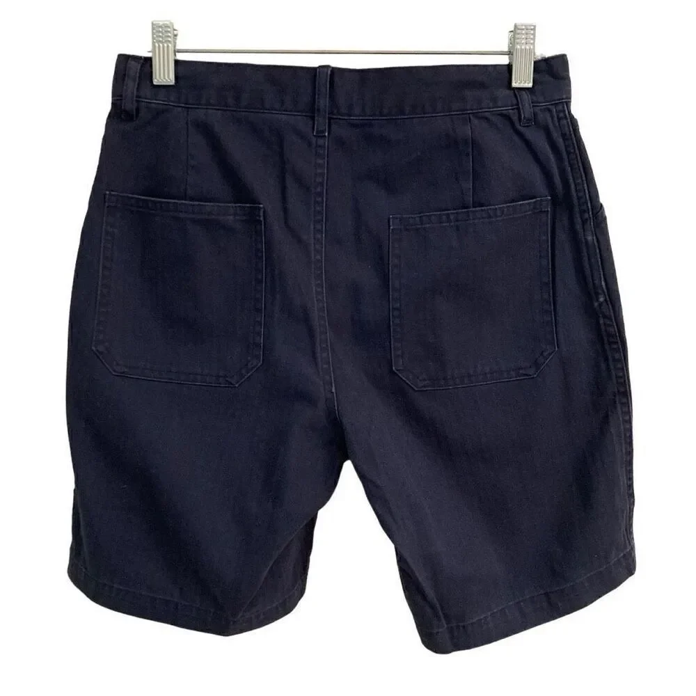 Taylor Stitch The Camp Shorts In Navy Blue Herringbone Organic Cotton - Picture 6 of 10